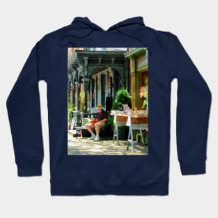 Frenchtown NJ - Man Reading by Book Stall Hoodie